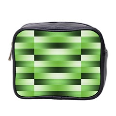 Pinstripes Green Shapes Shades Mini Toiletries Bag 2-side by Nexatart