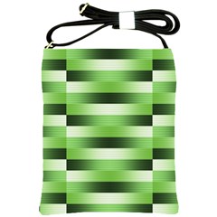 Pinstripes Green Shapes Shades Shoulder Sling Bags by Nexatart