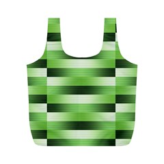 Pinstripes Green Shapes Shades Full Print Recycle Bags (m)  by Nexatart