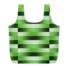 Pinstripes Green Shapes Shades Full Print Recycle Bags (l)  by Nexatart