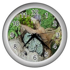 Plant Succulent Plants Flower Wood Wall Clocks (silver)  by Nexatart