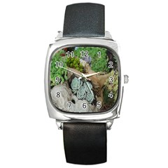 Plant Succulent Plants Flower Wood Square Metal Watch by Nexatart