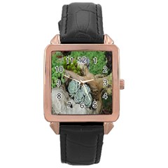 Plant Succulent Plants Flower Wood Rose Gold Leather Watch  by Nexatart