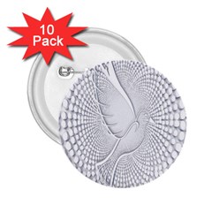 Points Circle Dove Harmony Pattern 2.25  Buttons (10 pack) 