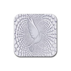 Points Circle Dove Harmony Pattern Rubber Coaster (Square) 