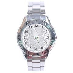 Points Circle Dove Harmony Pattern Stainless Steel Analogue Watch