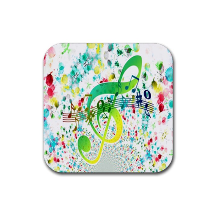 Points Circle Music Pattern Rubber Coaster (Square) 