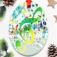 Points Circle Music Pattern Oval Ornament (two Sides) by Nexatart