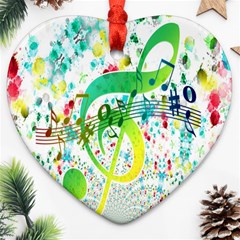 Points Circle Music Pattern Heart Ornament (two Sides) by Nexatart