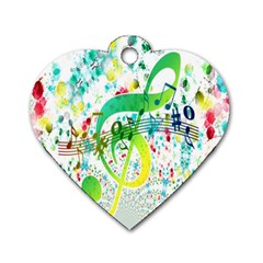 Points Circle Music Pattern Dog Tag Heart (one Side) by Nexatart