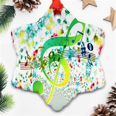 Points Circle Music Pattern Snowflake Ornament (two Sides) by Nexatart