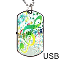 Points Circle Music Pattern Dog Tag Usb Flash (one Side) by Nexatart