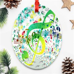 Points Circle Music Pattern Oval Filigree Ornament (two Sides) by Nexatart