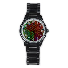 Psychedelic Abstract Swirl Stainless Steel Round Watch by Nexatart