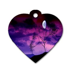 Purple Sky Dog Tag Heart (one Side) by Nexatart