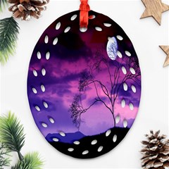 Purple Sky Oval Filigree Ornament (two Sides) by Nexatart