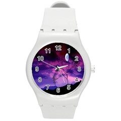 Purple Sky Round Plastic Sport Watch (m)