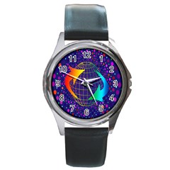 Recycling Arrows Circuit Round Metal Watch by Nexatart