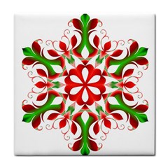 Red And Green Snowflake Tile Coasters by Nexatart