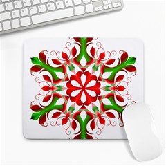 Red And Green Snowflake Large Mousepads by Nexatart