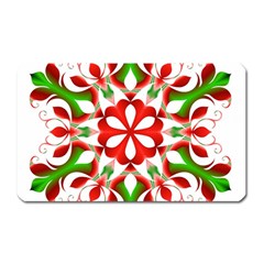 Red And Green Snowflake Magnet (rectangular) by Nexatart