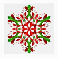 Red And Green Snowflake Medium Glasses Cloth (2-side) by Nexatart