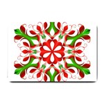 Red And Green Snowflake Small Doormat  24 x16  Door Mat