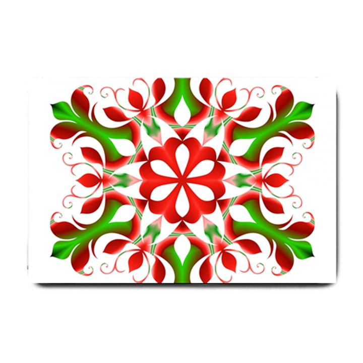 Red And Green Snowflake Small Doormat 