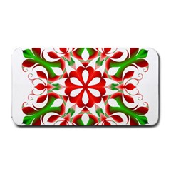 Red And Green Snowflake Medium Bar Mats by Nexatart