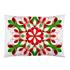 Red And Green Snowflake Pillow Case by Nexatart