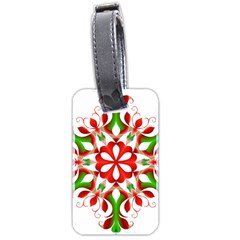 Red And Green Snowflake Luggage Tags (two Sides) by Nexatart