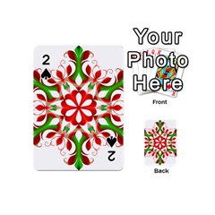 Red And Green Snowflake Playing Cards 54 (mini)  by Nexatart