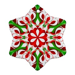 Red And Green Snowflake Snowflake Ornament (two Sides) by Nexatart