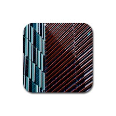 Red And Black High Rise Building Rubber Coaster (Square) 