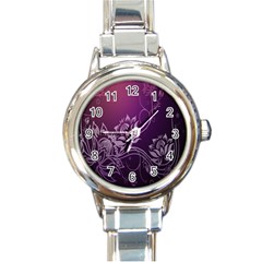 Purple Lotus Round Italian Charm Watch