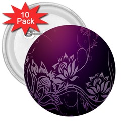 Purple Lotus 3  Buttons (10 pack) 