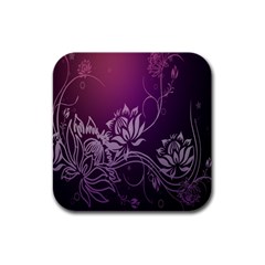 Purple Lotus Rubber Square Coaster (4 Pack)  by Nexatart