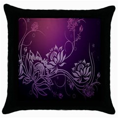 Purple Lotus Throw Pillow Case (black) by Nexatart