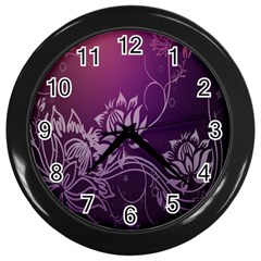 Purple Lotus Wall Clocks (black) by Nexatart