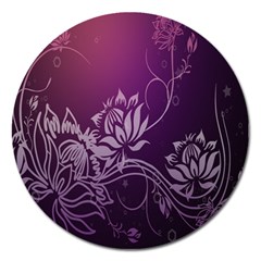 Purple Lotus Magnet 5  (Round)