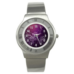 Purple Lotus Stainless Steel Watch