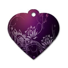 Purple Lotus Dog Tag Heart (one Side) by Nexatart