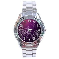 Purple Lotus Stainless Steel Analogue Watch