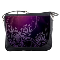 Purple Lotus Messenger Bags by Nexatart