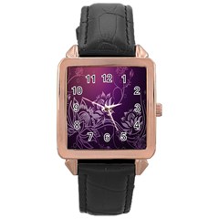 Purple Lotus Rose Gold Leather Watch 