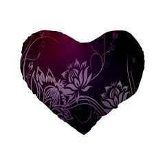 Purple Lotus Standard 16  Premium Flano Heart Shape Cushions by Nexatart