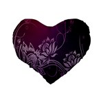 Purple Lotus Standard 16  Premium Flano Heart Shape Cushions Back