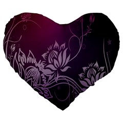 Purple Lotus Large 19  Premium Flano Heart Shape Cushions by Nexatart