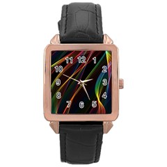 Rainbow Ribbons Rose Gold Leather Watch  by Nexatart