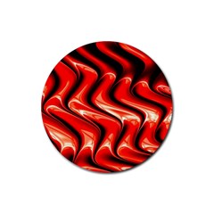 Red Fractal  Mathematics Abstact Rubber Round Coaster (4 Pack)  by Nexatart